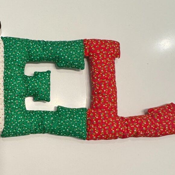 VTG Christmas Noel Banner Quilted Stuffed Wall Decor Reindeer Rudolph Handmade - Picture 7 of 8